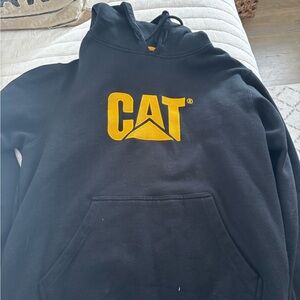 Caterpillar Black Hoodie with Yellow Logo